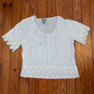 Short Sleeve Shirt with Lace Detail